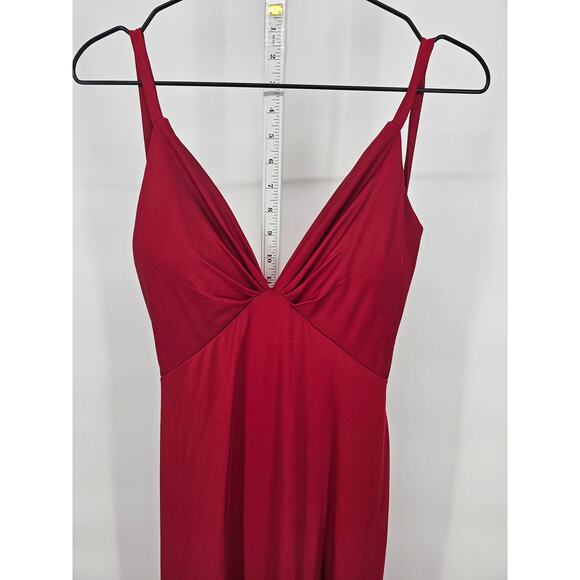 Vintage Y2K Womens Sz M Maxi Formal Dress Red w/ Train Low Back Padded Bust - Picture 2 of 4